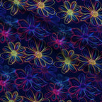 Neon Daisy Pattern 9 Fleece Fabric — fleece fabric folded close-up preview (mv-fleece-v1:lying)