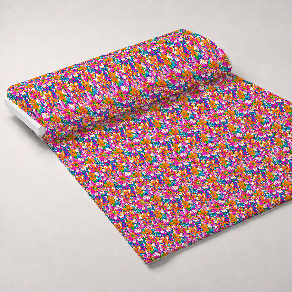 Neon Petal Pop Pattern 1 Fleece Fabric — fleece fabric unrolled bolt preview (mv-fleece-v1:bolt)