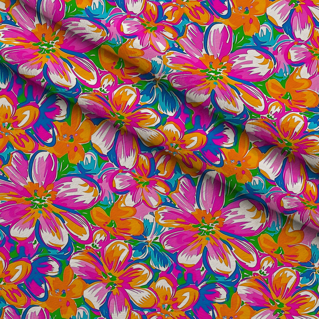 Neon Petal Pop Pattern 1 Fleece Fabric — fleece fabric folded close-up preview (mv-fleece-v1:lying)