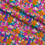 Neon Petal Pop Pattern 1 Fleece Fabric — fleece fabric folded close-up preview (mv-fleece-v1:lying)