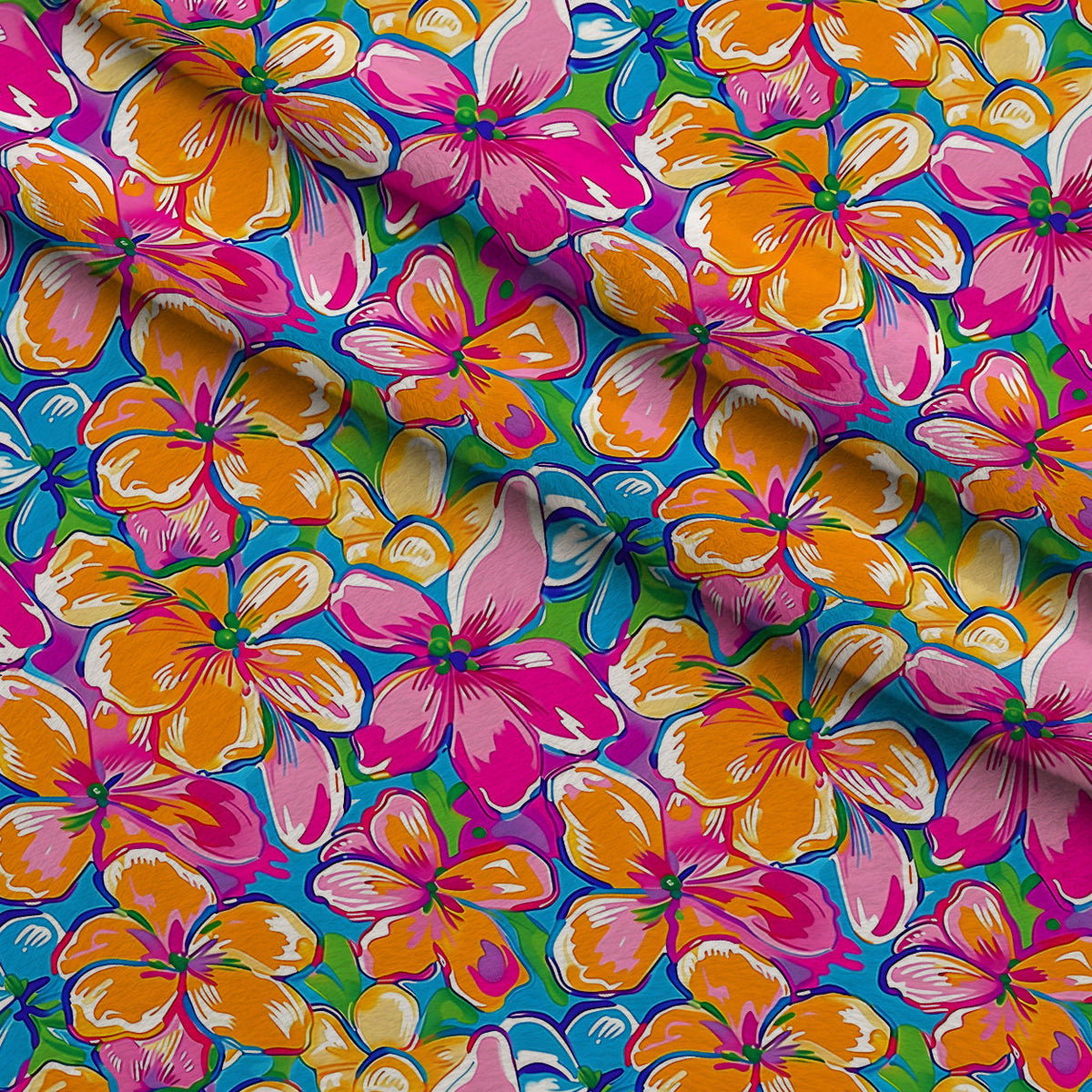 Neon Petal Pop Pattern 11 Fleece Fabric — fleece fabric folded close-up preview (mv-fleece-v1:lying)