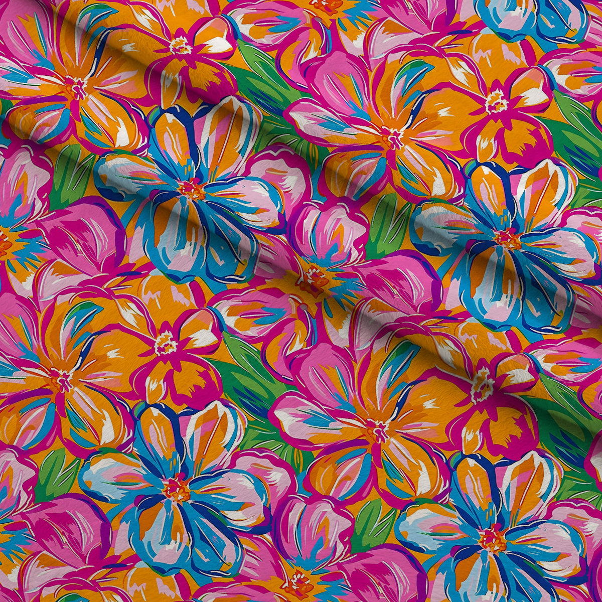 Neon Petal Pop Pattern 12 Fleece Fabric — fleece fabric folded close-up preview (mv-fleece-v1:lying)