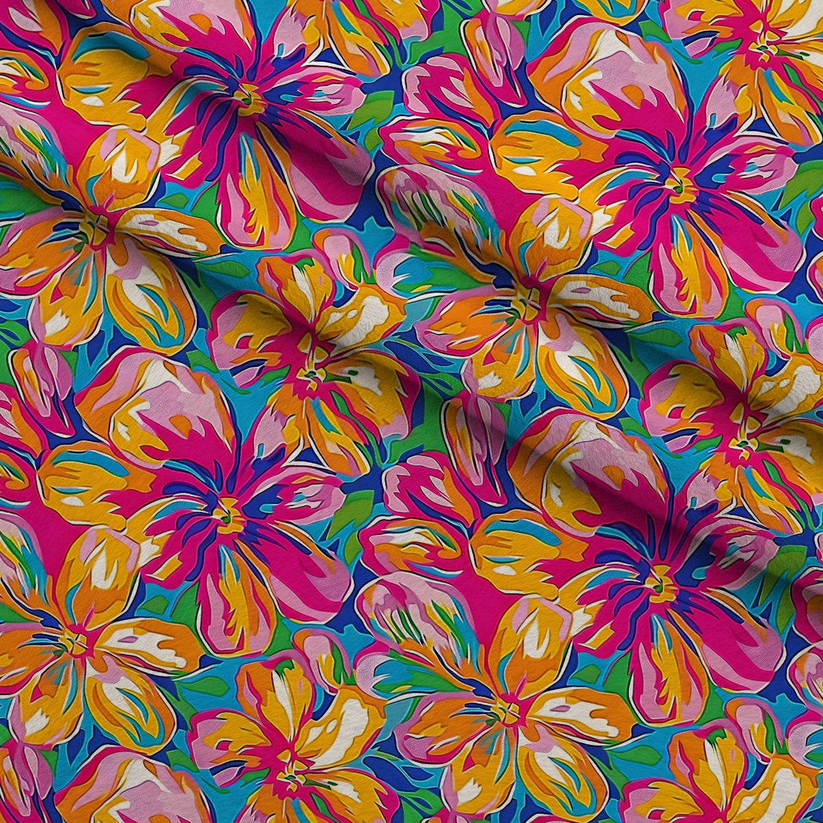 Neon Petal Pop Pattern 14 Fleece Fabric — fleece fabric folded close-up preview (mv-fleece-v1:lying)