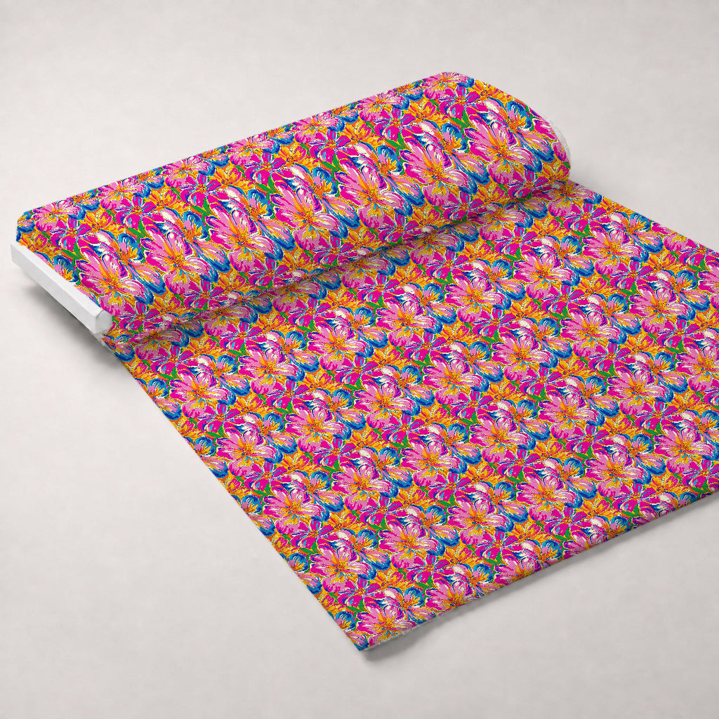 Neon Petal Pop Pattern 17 Fleece Fabric — fleece fabric unrolled bolt preview (mv-fleece-v1:bolt)