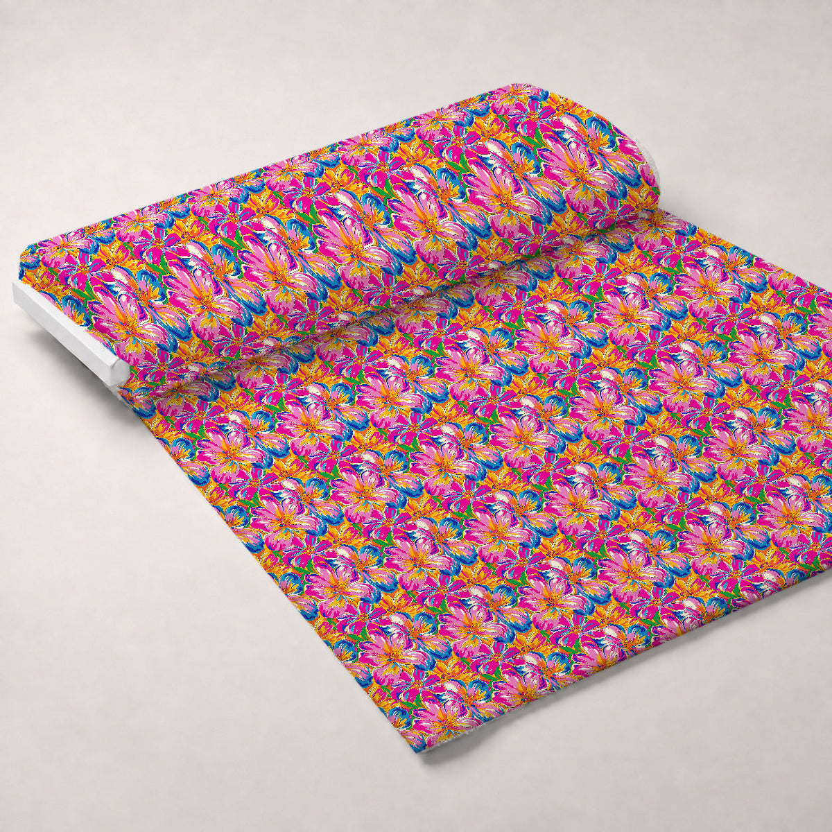 Neon Petal Pop Pattern 17 Fleece Fabric — fleece fabric unrolled bolt preview (mv-fleece-v1:bolt)