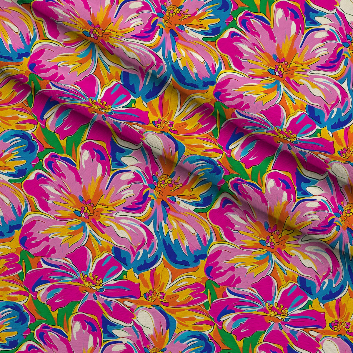 Neon Petal Pop Pattern 17 Fleece Fabric — fleece fabric folded close-up preview (mv-fleece-v1:lying)
