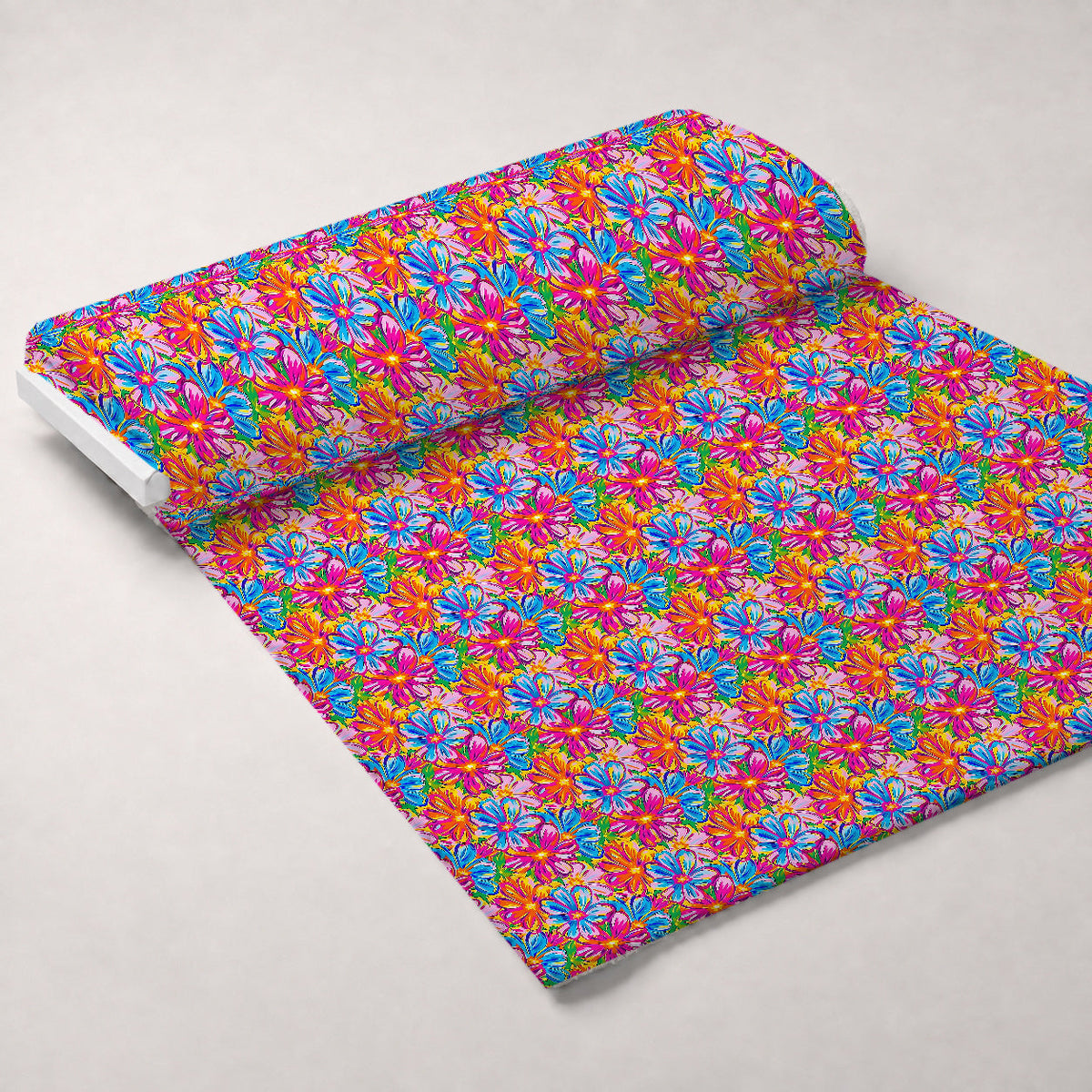 Neon Petal Pop Pattern 19 Fleece Fabric — fleece fabric unrolled bolt preview (mv-fleece-v1:bolt)