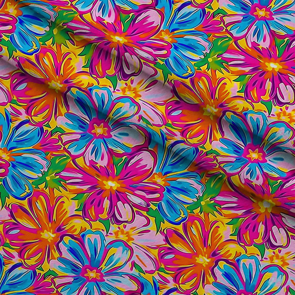 Neon Petal Pop Pattern 19 Fleece Fabric — fleece fabric folded close-up preview (mv-fleece-v1:lying)