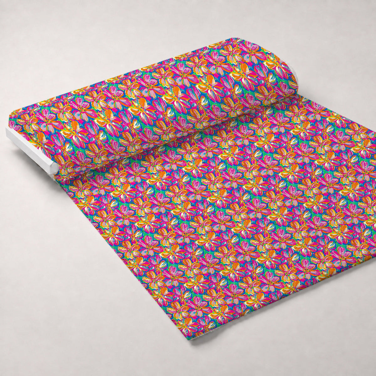 Neon Petal Pop Pattern 2 Fleece Fabric — fleece fabric unrolled bolt preview (mv-fleece-v1:bolt)
