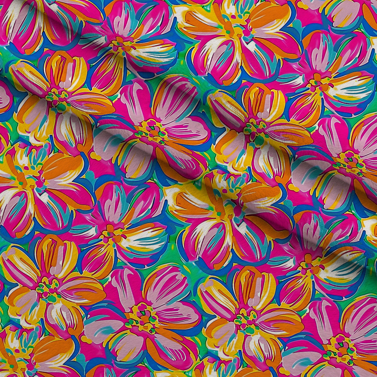 Neon Petal Pop Pattern 2 Fleece Fabric — fleece fabric folded close-up preview (mv-fleece-v1:lying)