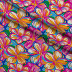 Neon Petal Pop Pattern 20 Fleece Fabric — fleece fabric folded close-up preview (mv-fleece-v1:lying)