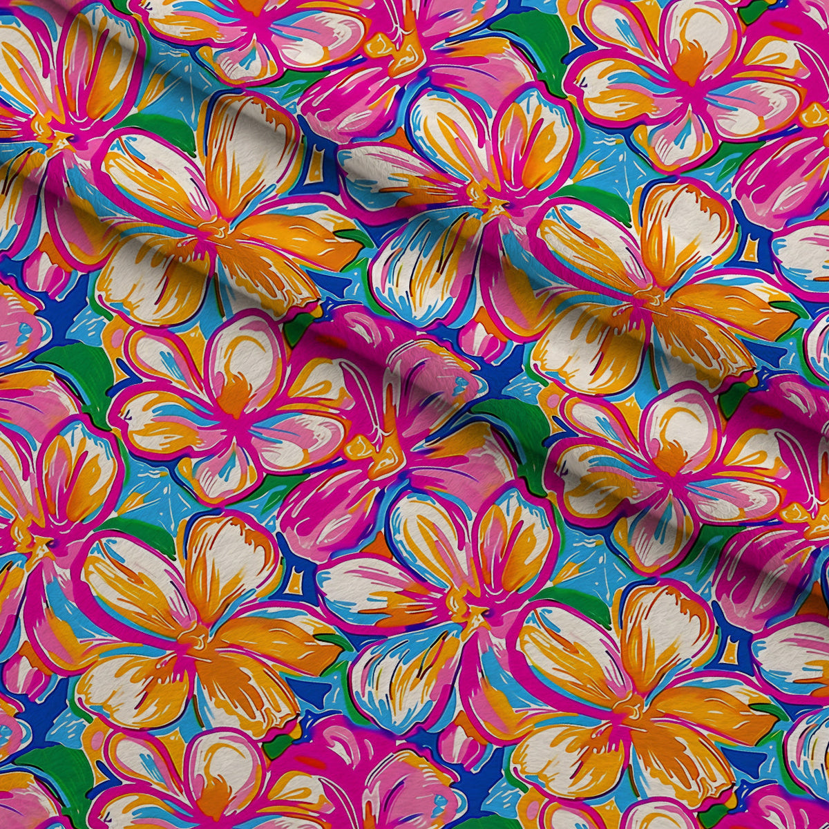 Neon Petal Pop Pattern 20 Fleece Fabric — fleece fabric folded close-up preview (mv-fleece-v1:lying)