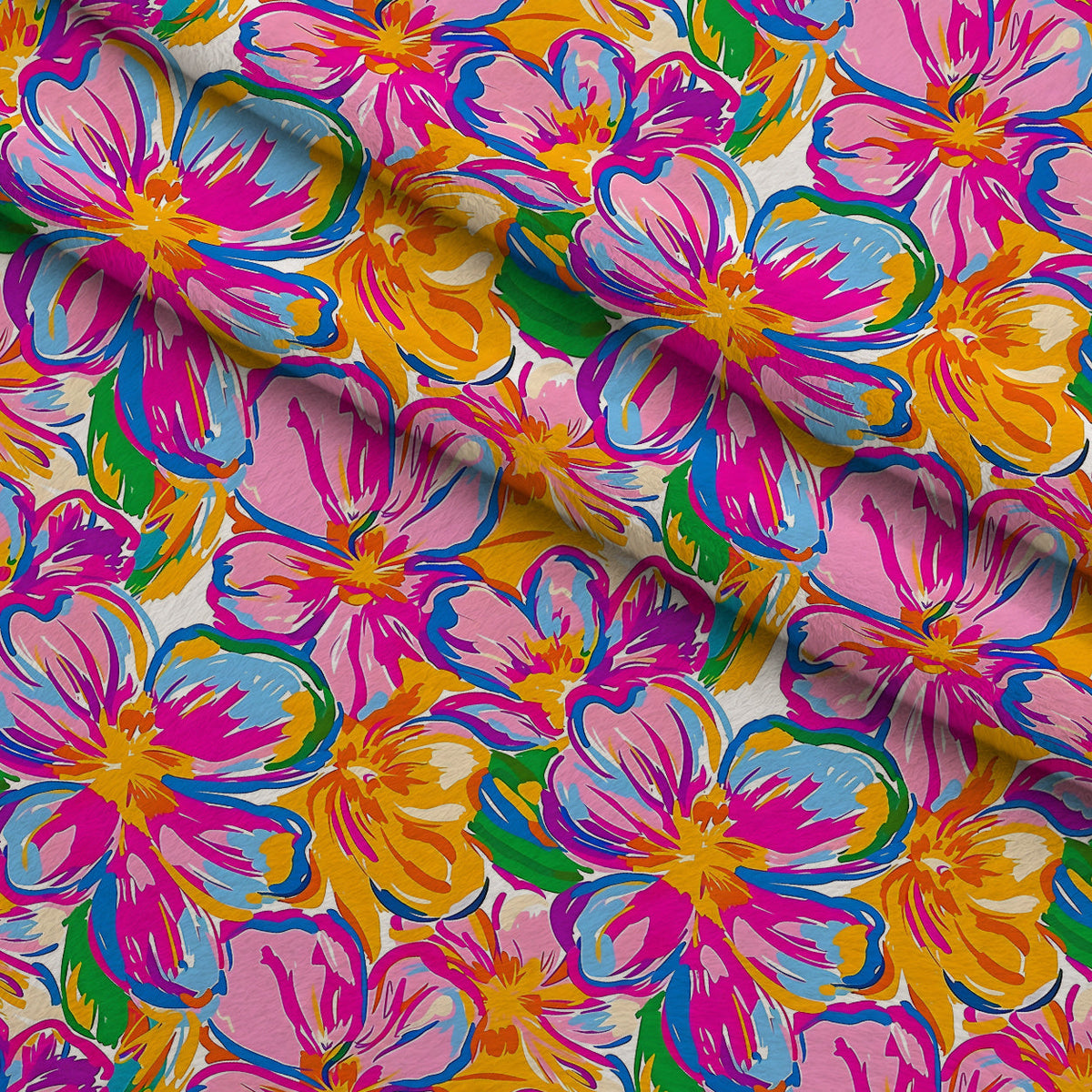 Neon Petal Pop Pattern 21 Fleece Fabric — fleece fabric folded close-up preview (mv-fleece-v1:lying)