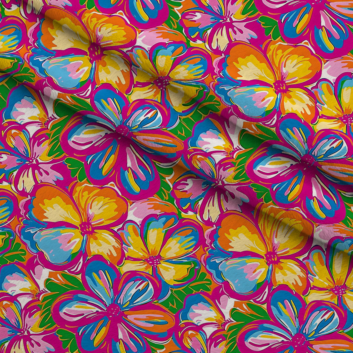 Neon Petal Pop Pattern 3 Fleece Fabric — fleece fabric folded close-up preview (mv-fleece-v1:lying)
