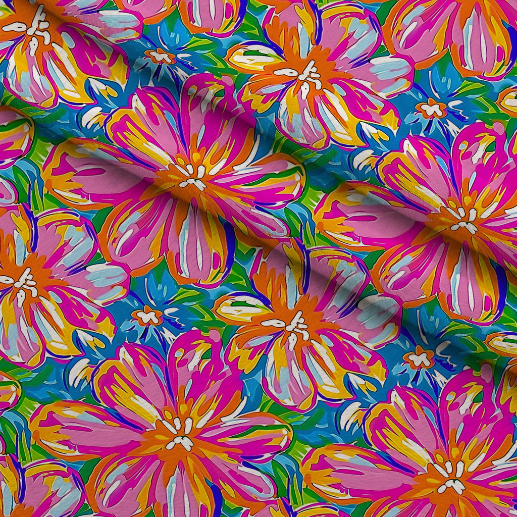 Neon Petal Pop Pattern 4 Fleece Fabric — fleece fabric folded close-up preview (mv-fleece-v1:lying)