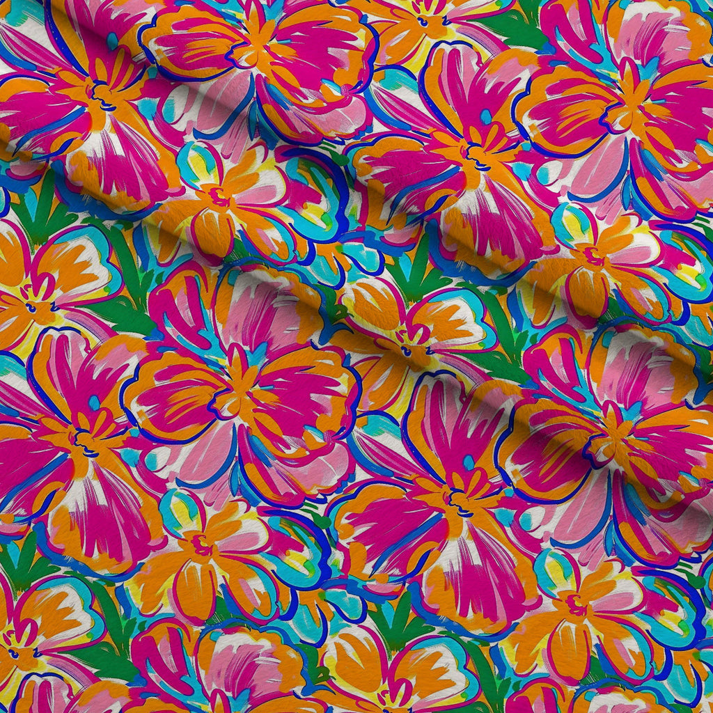 Neon Petal Pop Pattern 5 Fleece Fabric — fleece fabric folded close-up preview (mv-fleece-v1:lying)