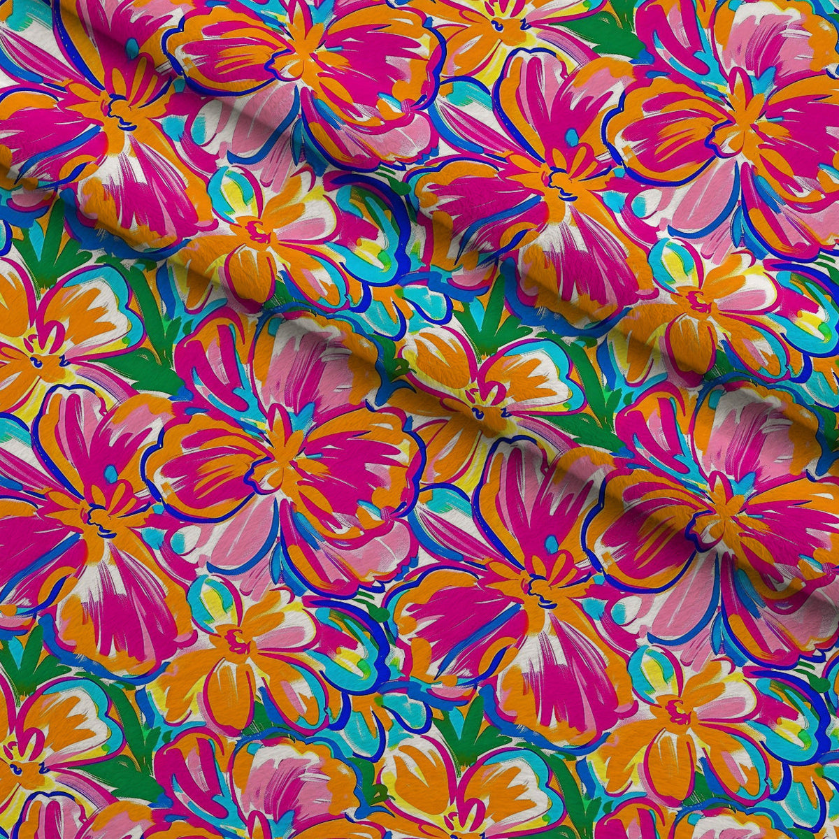 Neon Petal Pop Pattern 5 Fleece Fabric — fleece fabric folded close-up preview (mv-fleece-v1:lying)