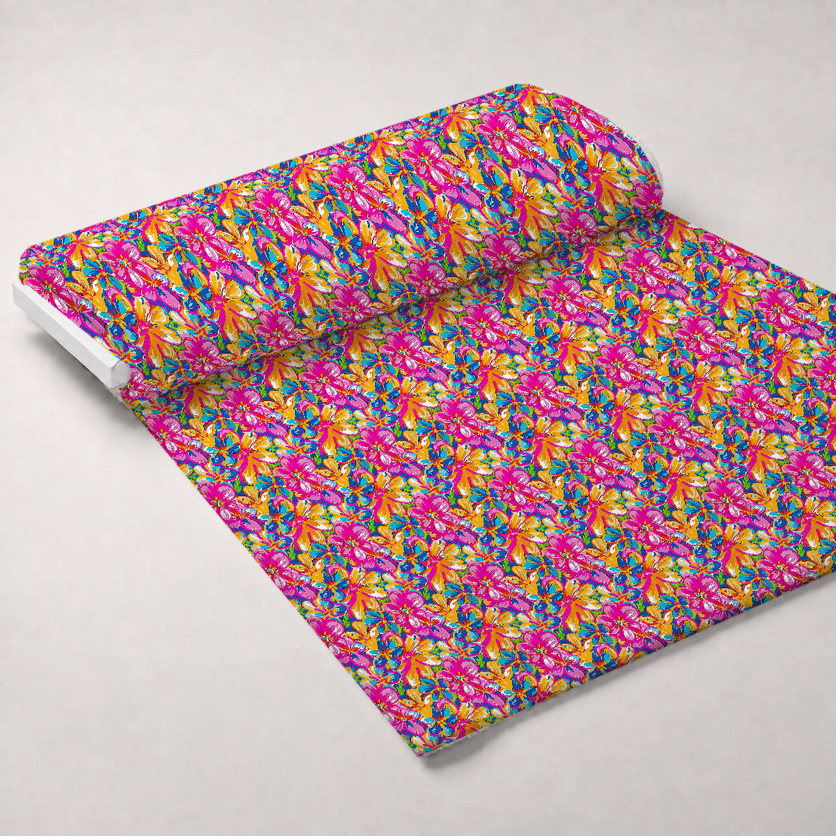 Neon Petal Pop Pattern 6 Fleece Fabric — fleece fabric unrolled bolt preview (mv-fleece-v1:bolt)