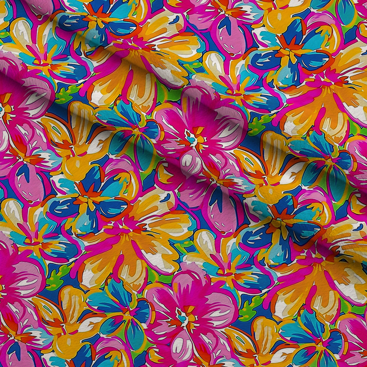 Neon Petal Pop Pattern 6 Fleece Fabric — fleece fabric folded close-up preview (mv-fleece-v1:lying)