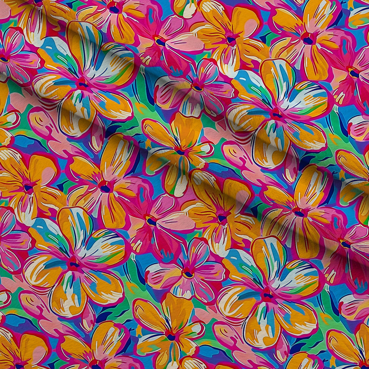 Neon Petal Pop Pattern 7 Fleece Fabric — fleece fabric folded close-up preview (mv-fleece-v1:lying)