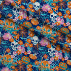 Neon Pumpkin Blooms Pattern 6 Fleece Fabric — fleece fabric folded close-up preview (mv-fleece-v1:lying)