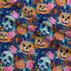 Neon Pumpkin Blooms Pattern 8 Fleece Fabric — fleece fabric folded close-up preview (mv-fleece-v1:lying)