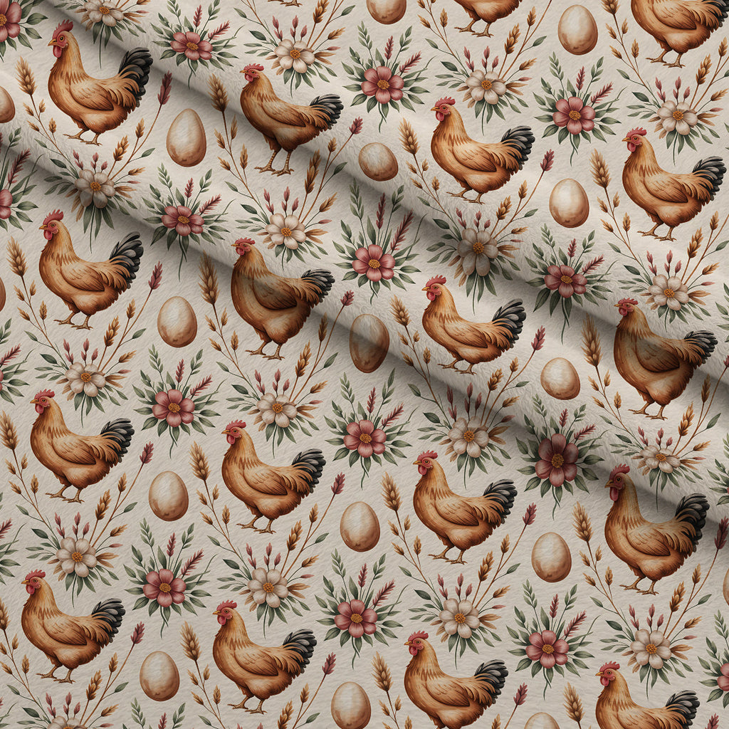 Nesting Hens Pattern 10 Fleece Fabric — fleece fabric folded close-up preview (mv-fleece-v1:lying)