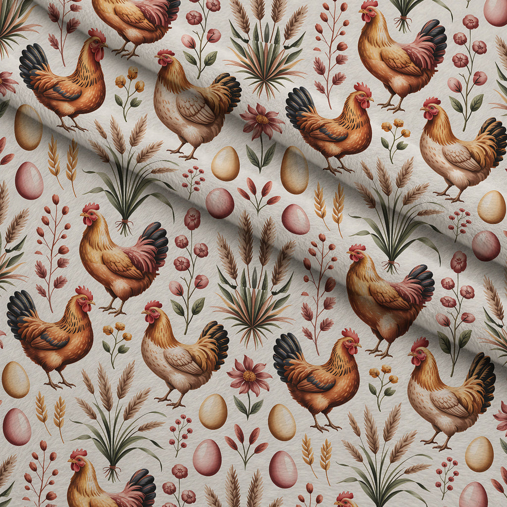 Nesting Hens Pattern 11 Fleece Fabric — fleece fabric folded close-up preview (mv-fleece-v1:lying)