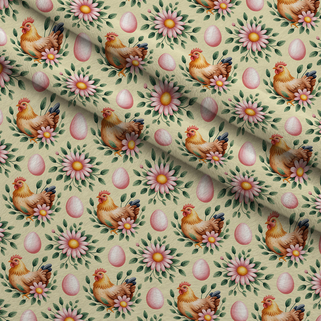 Nesting Hens Pattern 12 Fleece Fabric — fleece fabric folded close-up preview (mv-fleece-v1:lying)