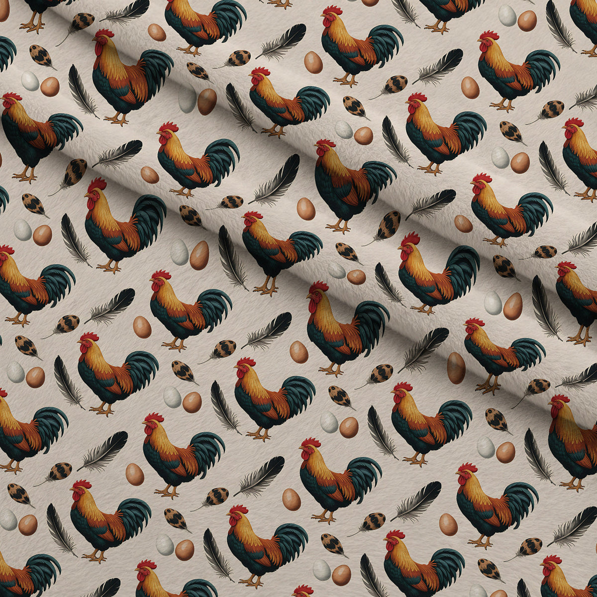Nesting Hens Pattern 15 Fleece Fabric — fleece fabric folded close-up preview (mv-fleece-v1:lying)