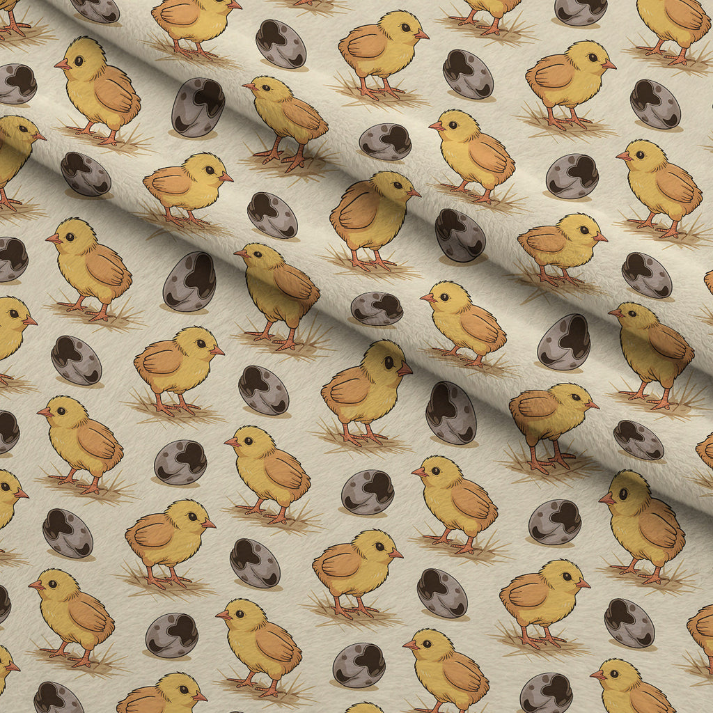 Nesting Hens Pattern 5 Fleece Fabric — fleece fabric folded close-up preview (mv-fleece-v1:lying)