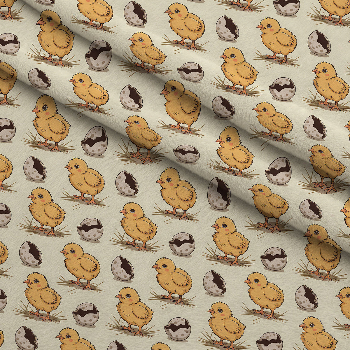 Nesting Hens Pattern 6 Fleece Fabric — fleece fabric folded close-up preview (mv-fleece-v1:lying)