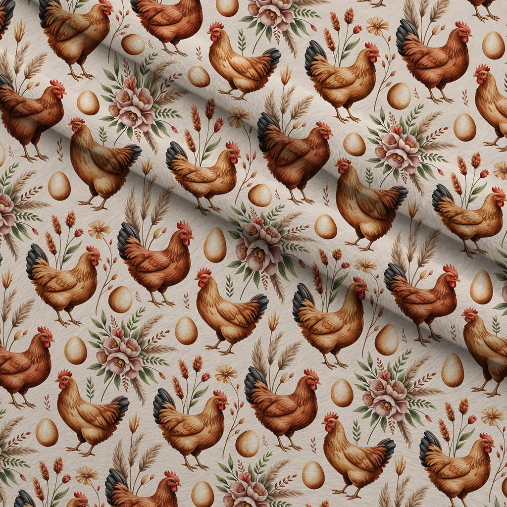 Nesting Hens Pattern 8 Fleece Fabric — fleece fabric folded close-up preview (mv-fleece-v1:lying)
