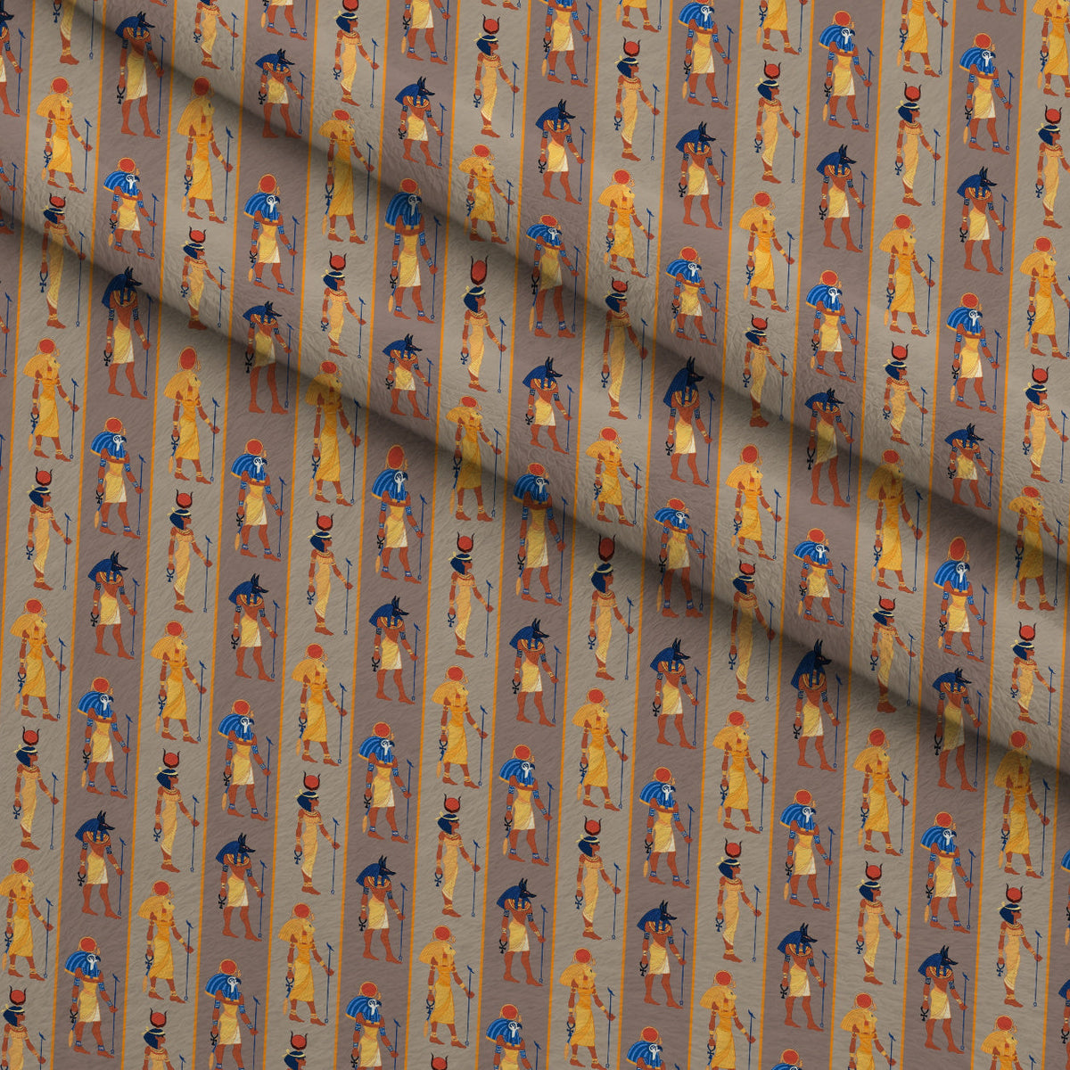 Nile Deities Pattern 1 Fleece Fabric — fleece fabric folded close-up preview (mv-fleece-v1:lying)