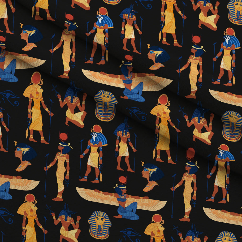 Nile Deities Pattern 10 Fleece Fabric — fleece fabric folded close-up preview (mv-fleece-v1:lying)