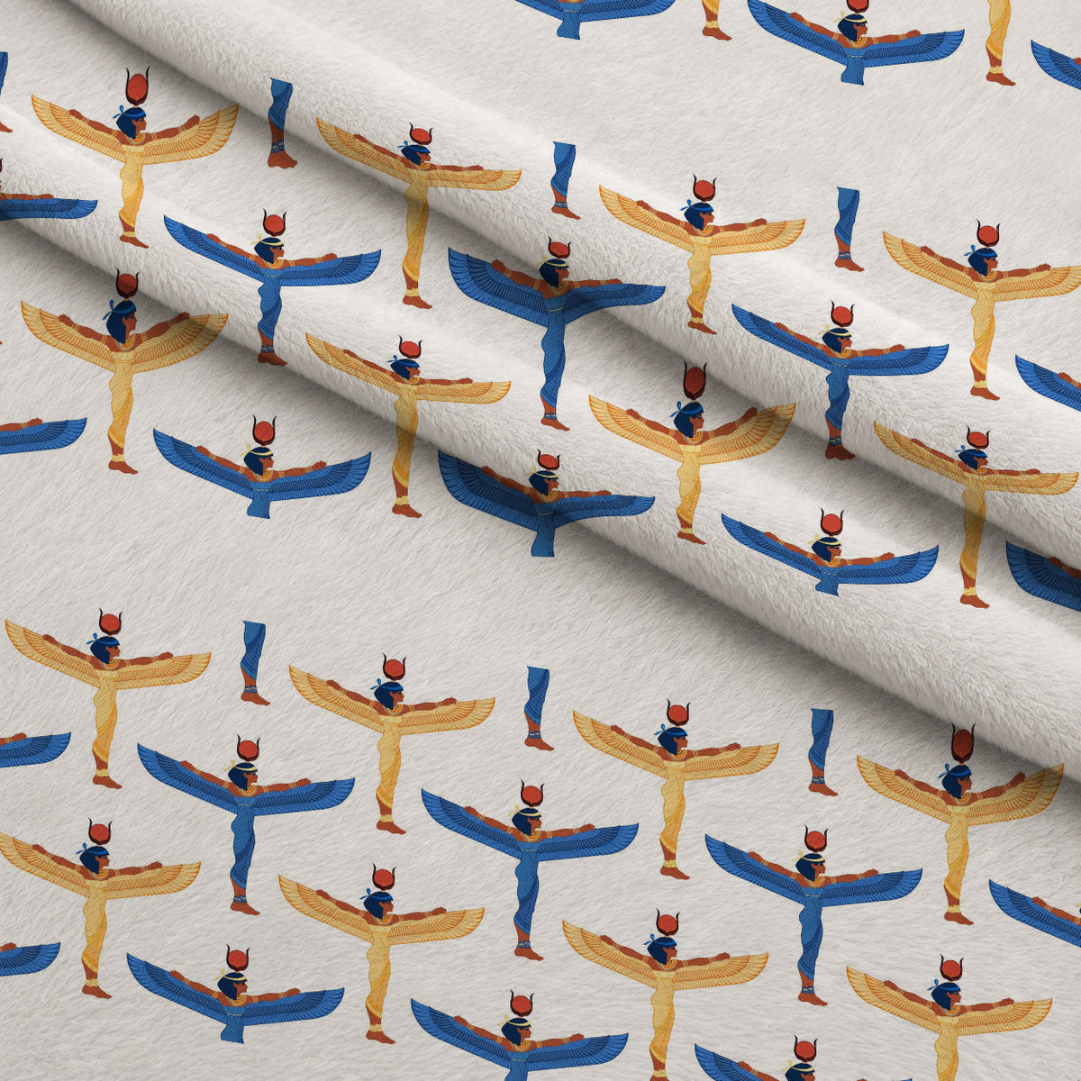 Nile Deities Pattern 12 Fleece Fabric — fleece fabric folded close-up preview (mv-fleece-v1:lying)