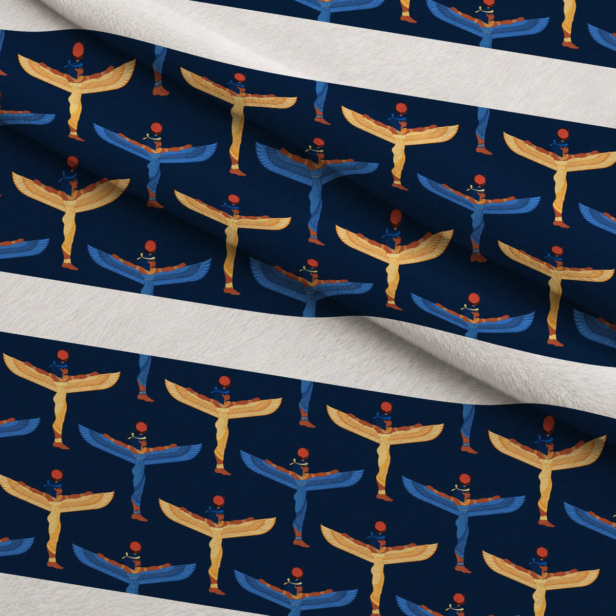 Nile Deities Pattern 13 Fleece Fabric — fleece fabric folded close-up preview (mv-fleece-v1:lying)