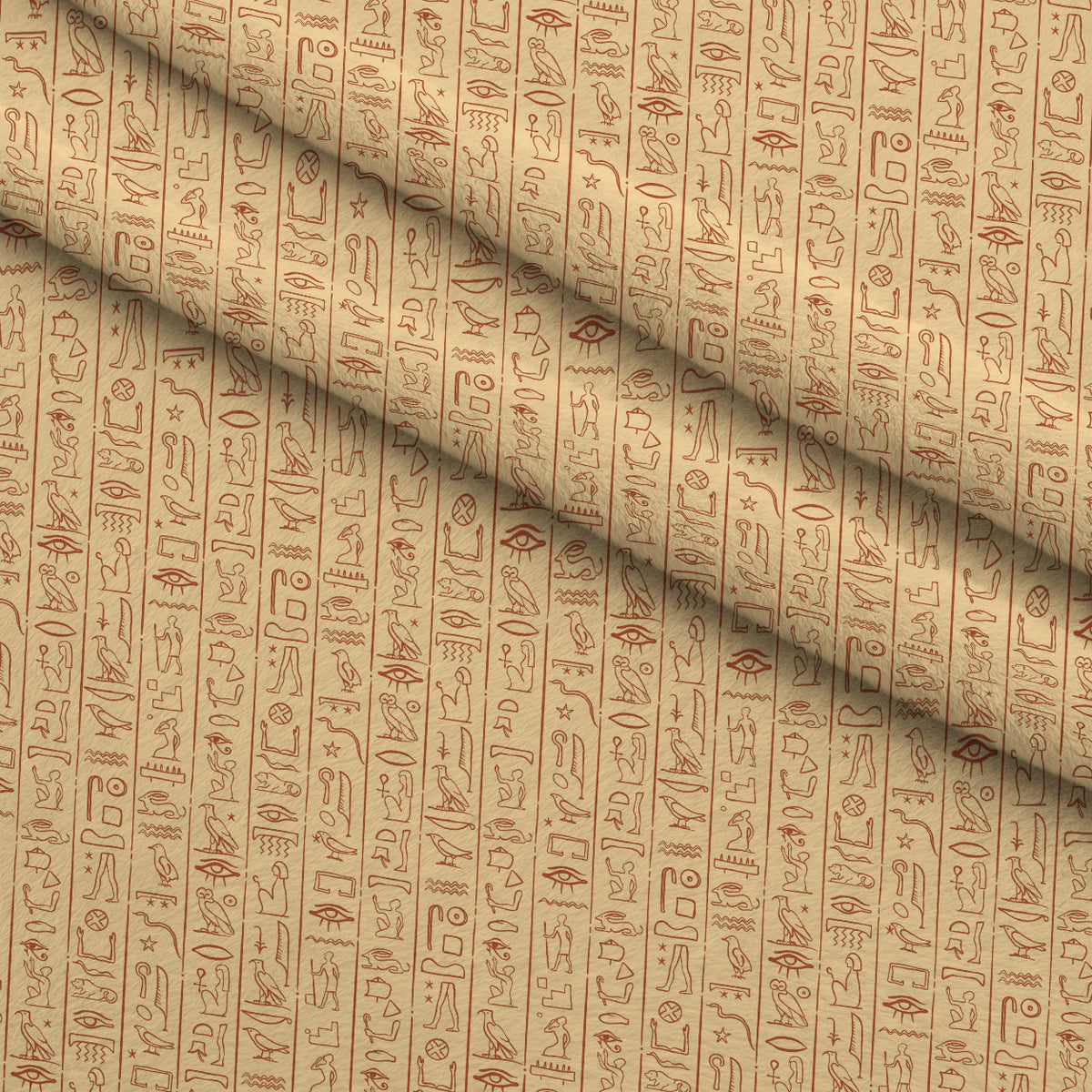 Nile Deities Pattern 2 Fleece Fabric — fleece fabric folded close-up preview (mv-fleece-v1:lying)