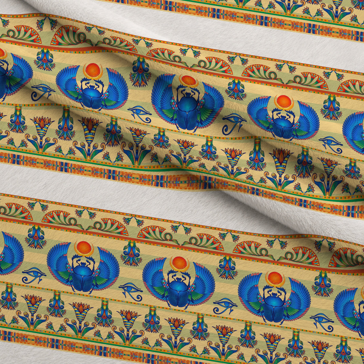 Nile Deities Pattern 4 Fleece Fabric — fleece fabric folded close-up preview (mv-fleece-v1:lying)