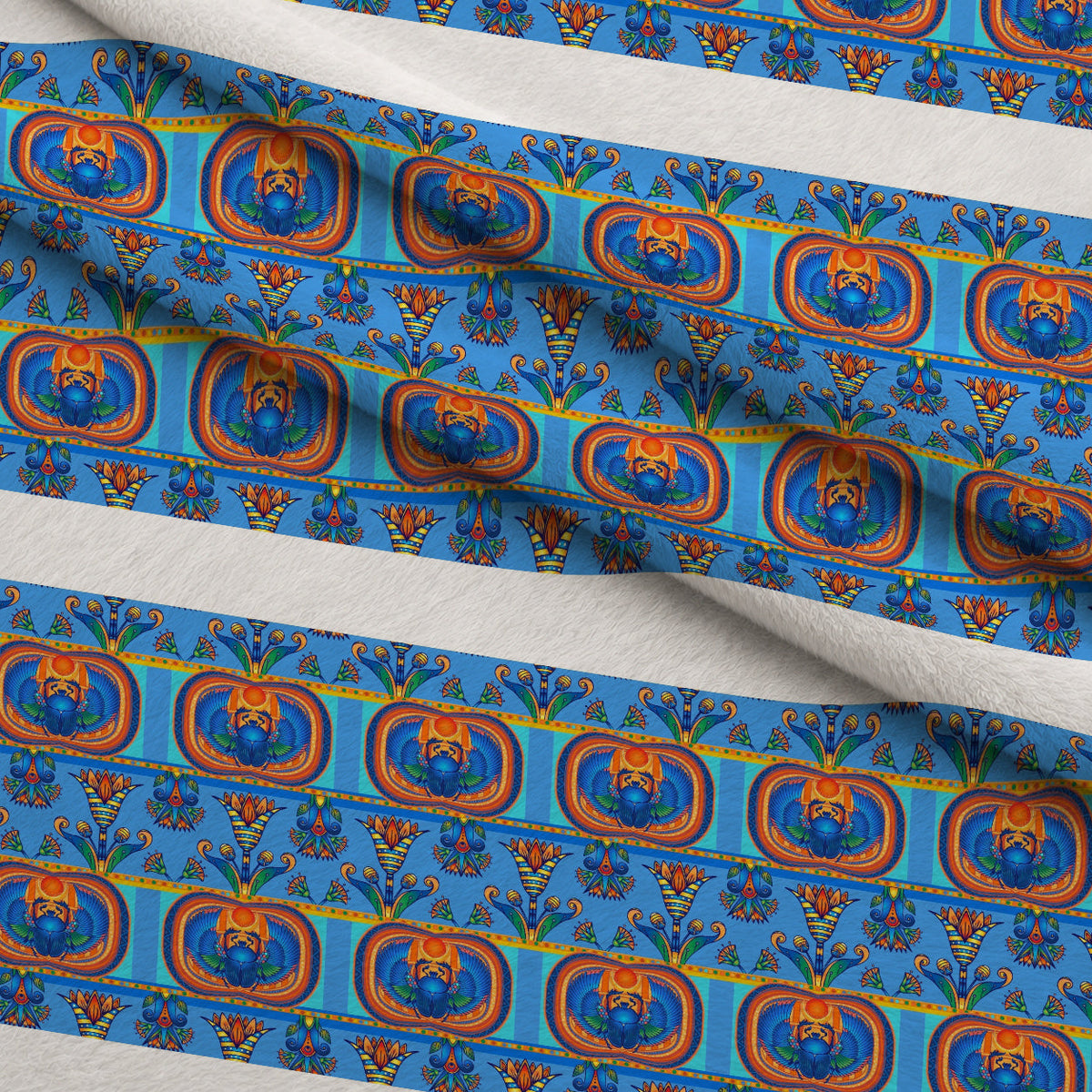 Nile Deities Pattern 5 Fleece Fabric — fleece fabric folded close-up preview (mv-fleece-v1:lying)