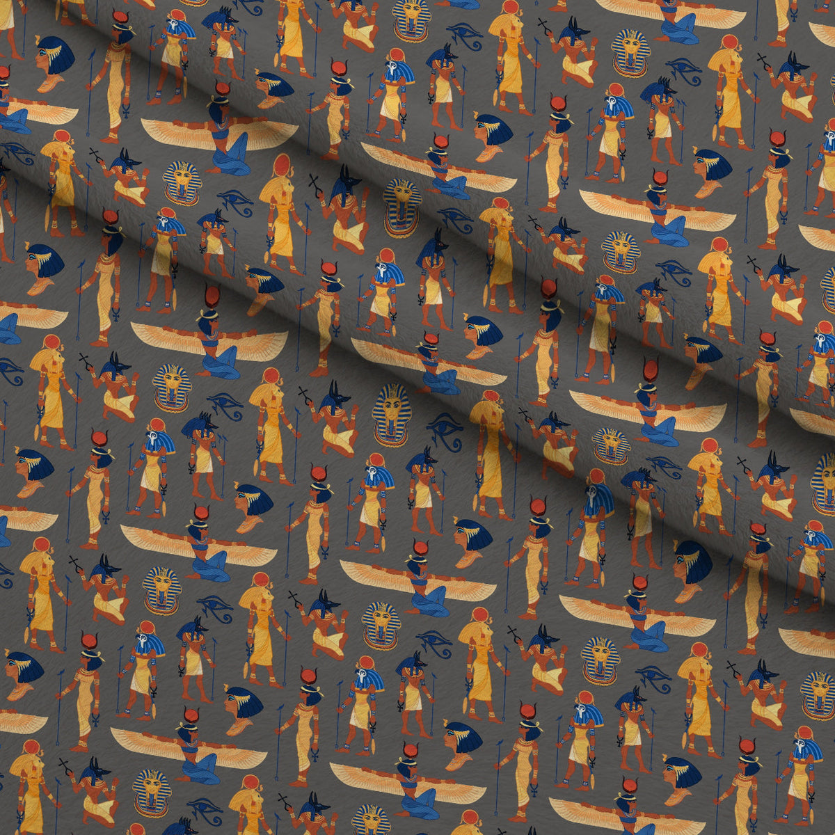 Nile Deities Pattern 7 Fleece Fabric — fleece fabric folded close-up preview (mv-fleece-v1:lying)