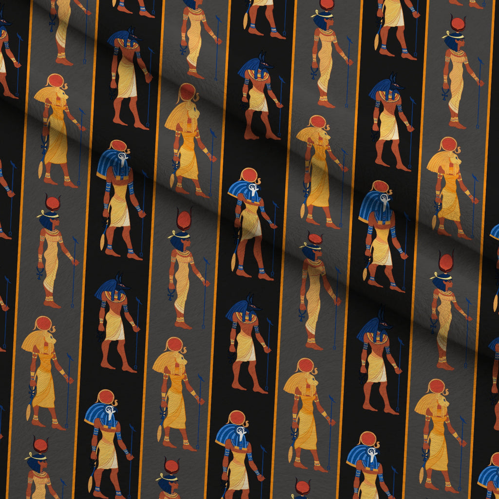 Nile Deities Pattern 9 Fleece Fabric — fleece fabric folded close-up preview (mv-fleece-v1:lying)