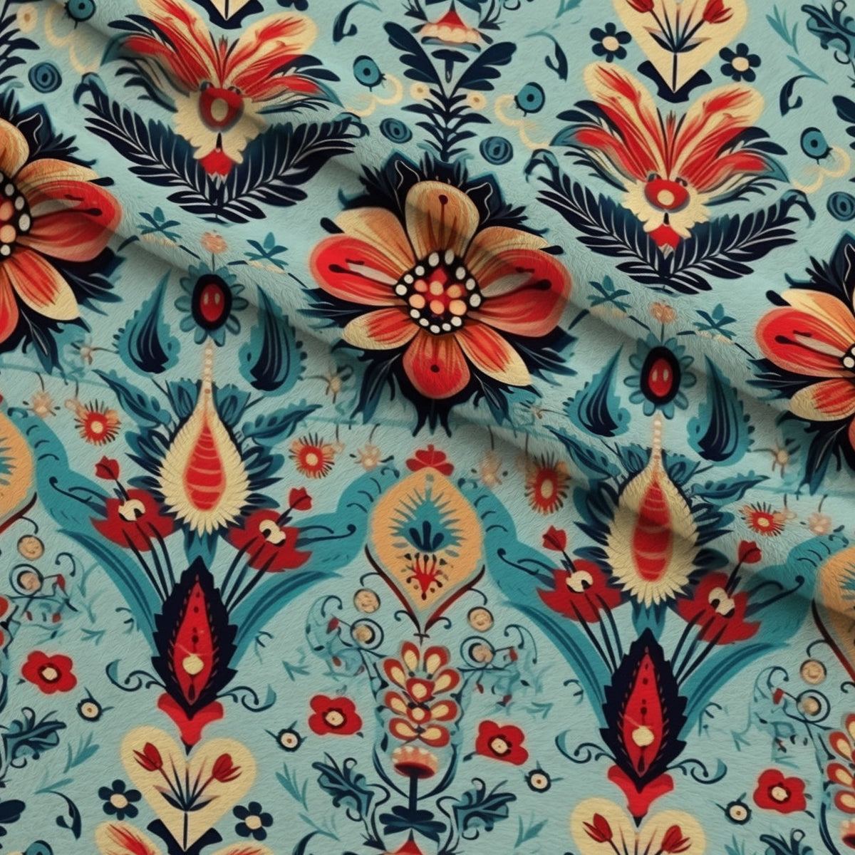 Nomad Blooms Pattern 1 Fleece Fabric — fleece fabric folded close-up preview (mv-fleece-v1:lying)