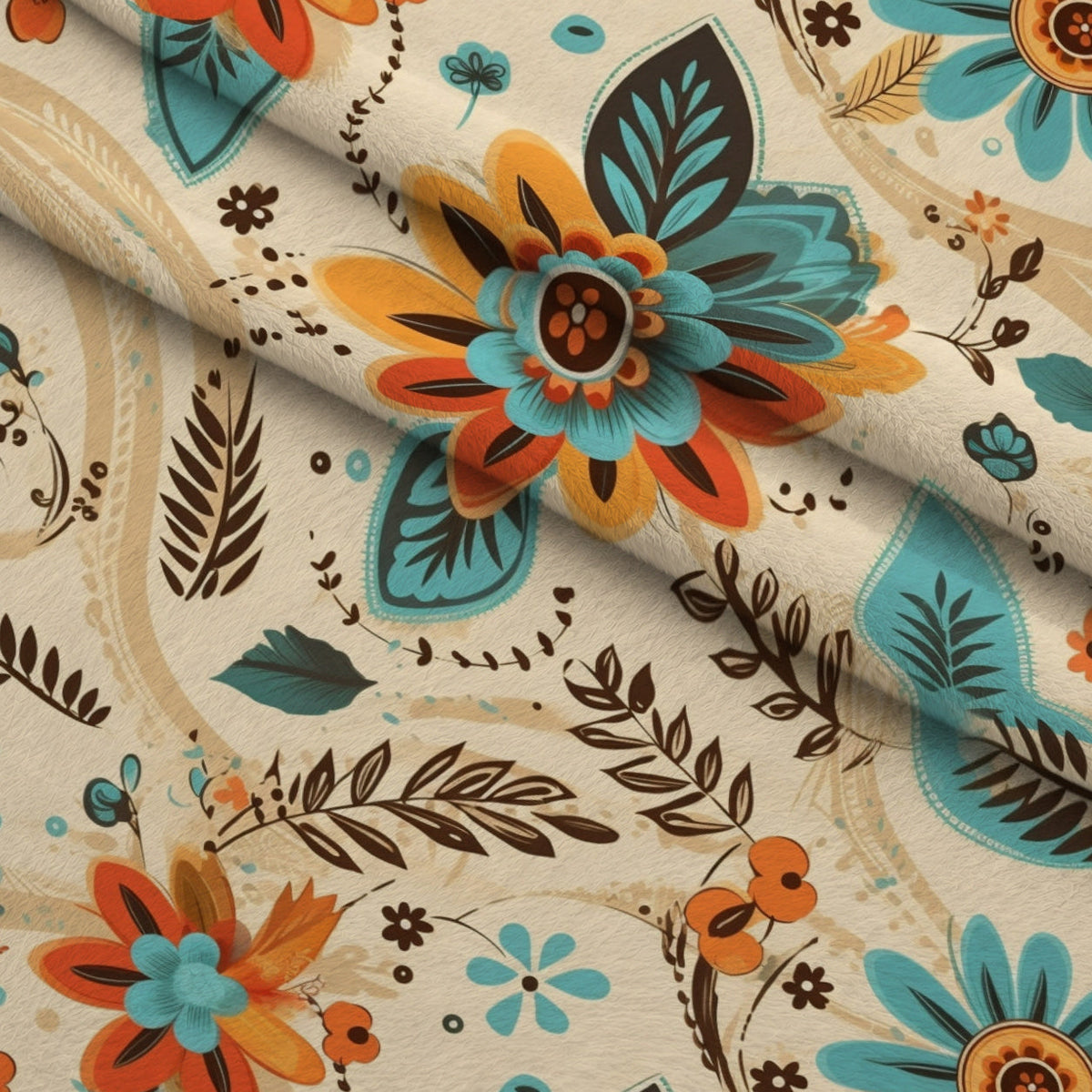 Nomad Blooms Pattern 10 Fleece Fabric — fleece fabric folded close-up preview (mv-fleece-v1:lying)