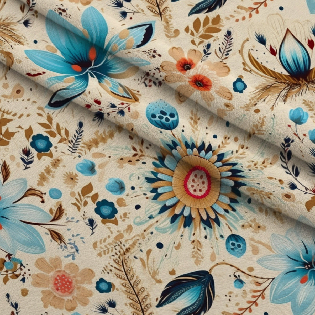 Nomad Blooms Pattern 12 Fleece Fabric — fleece fabric folded close-up preview (mv-fleece-v1:lying)