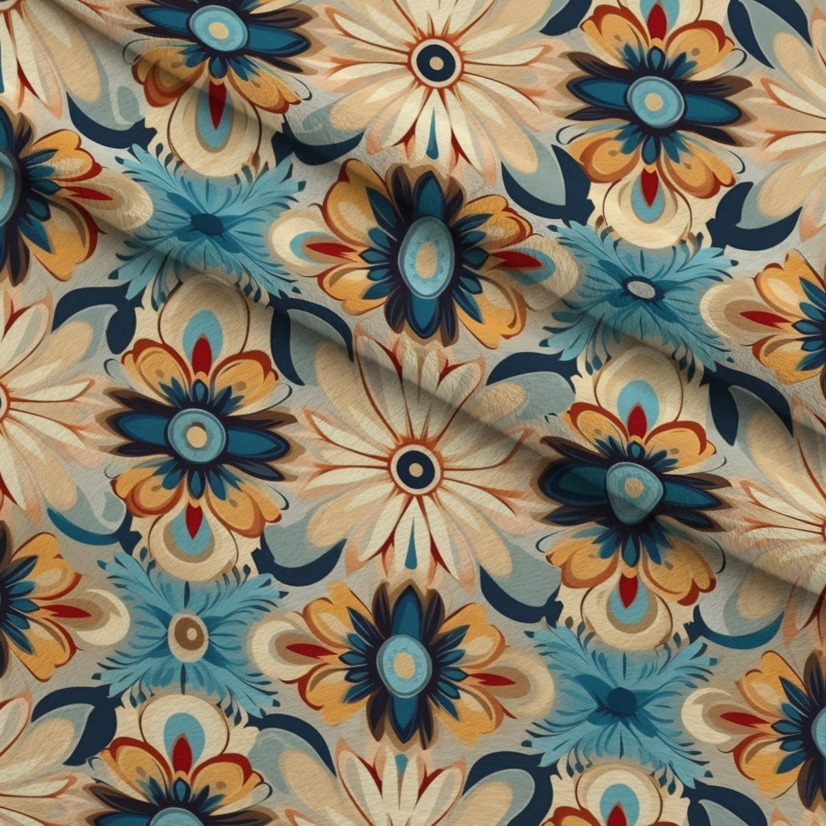 Nomad Blooms Pattern 2 Fleece Fabric — fleece fabric folded close-up preview (mv-fleece-v1:lying)
