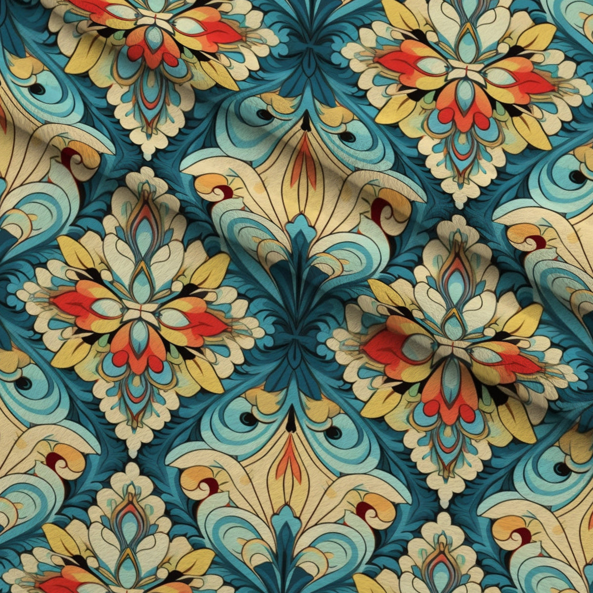 Nomad Blooms Pattern 3 Fleece Fabric — fleece fabric folded close-up preview (mv-fleece-v1:lying)