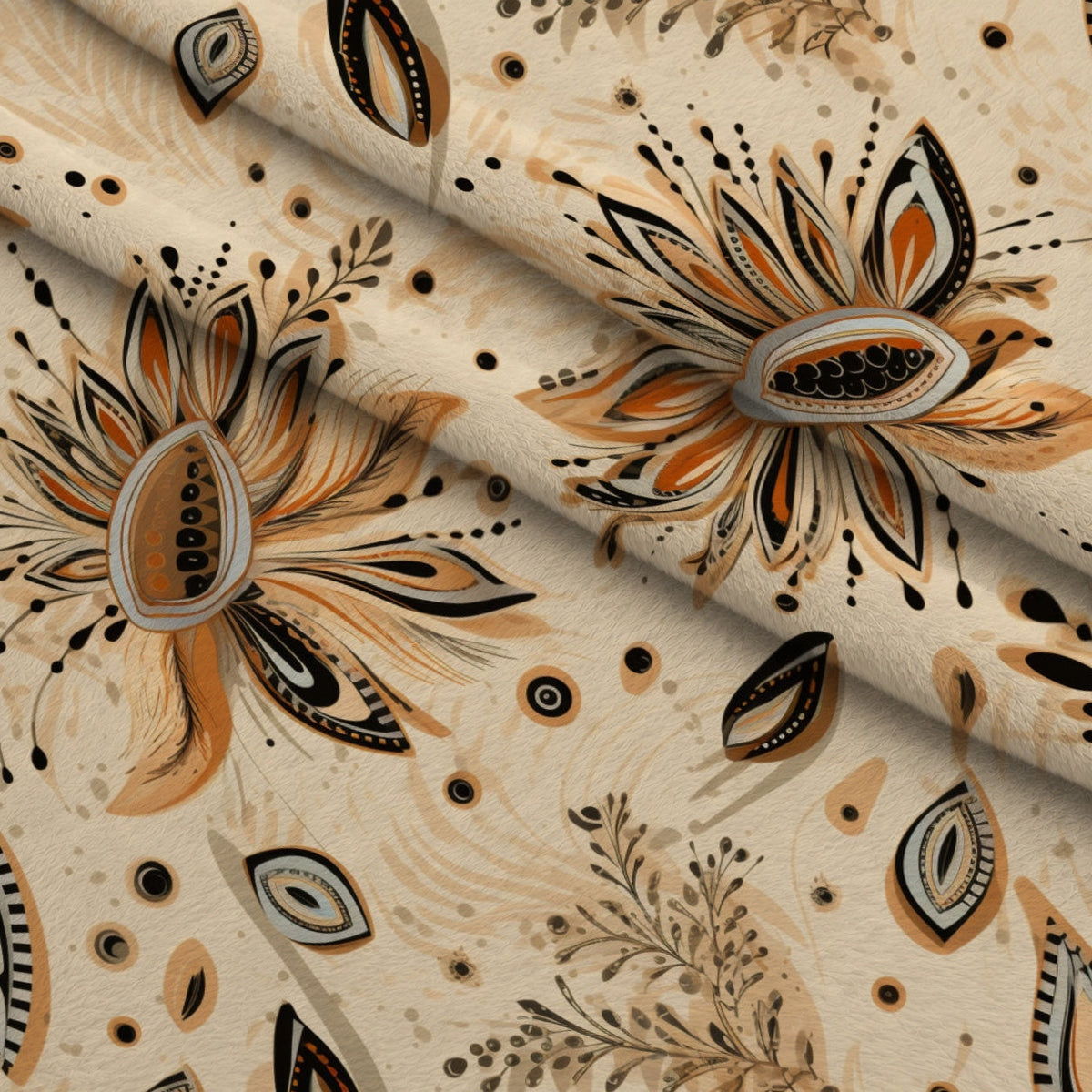 Nomad Blooms Pattern 4 Fleece Fabric — fleece fabric folded close-up preview (mv-fleece-v1:lying)
