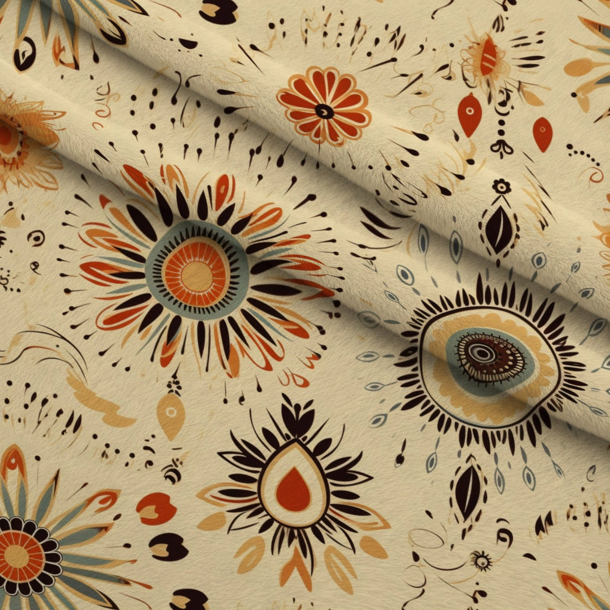 Nomad Blooms Pattern 6 Fleece Fabric — fleece fabric folded close-up preview (mv-fleece-v1:lying)