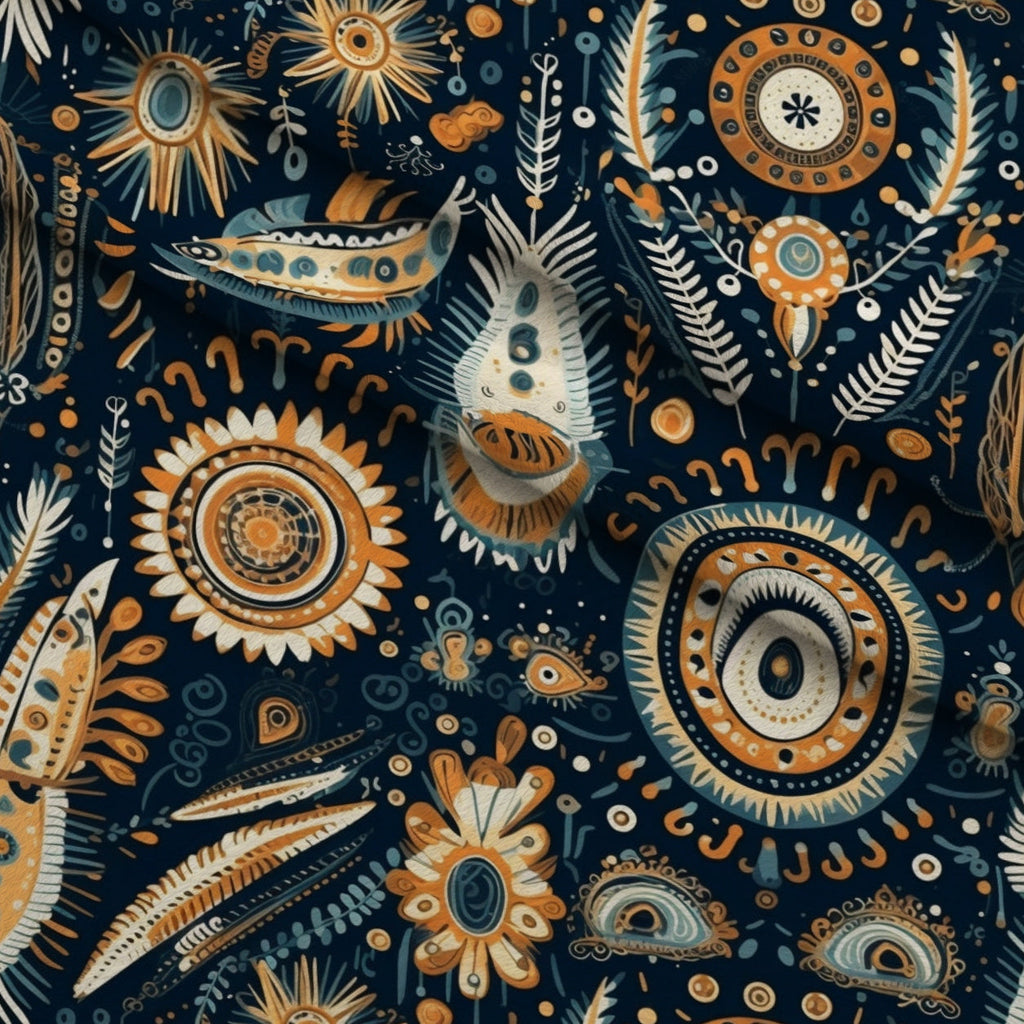 Nomad Blooms Pattern 9 Fleece Fabric — fleece fabric folded close-up preview (mv-fleece-v1:lying)